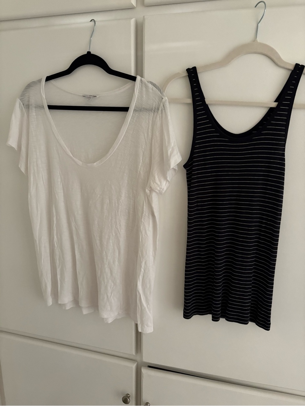 Vince Black and White Stripped Tank and James Pierce White T-Shirt.